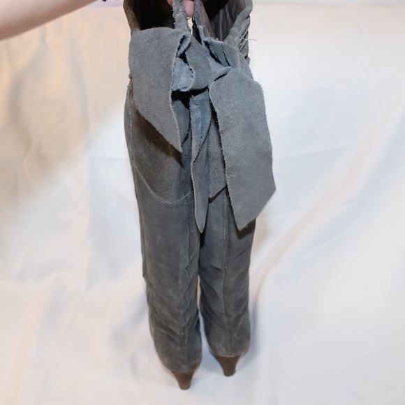 Joie Gray Suede Knee High Boots Women’s Size 6.5 Heeled Over the Knee - Picture 7 of 11